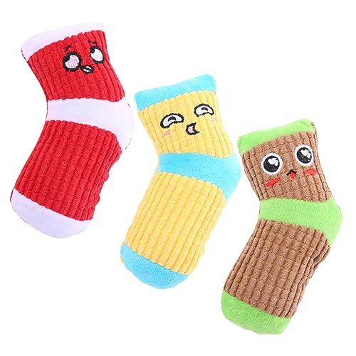 BCOATH 3 Stück Kreative Socken Für Haustiere Mit Quietschenden Spielzeugen Bissfestes Kauspielzeug Für Hunde Interaktives Spielzeug Zur Zahnpflege Für Kleine Und Mittlere Hunde von BCOATH