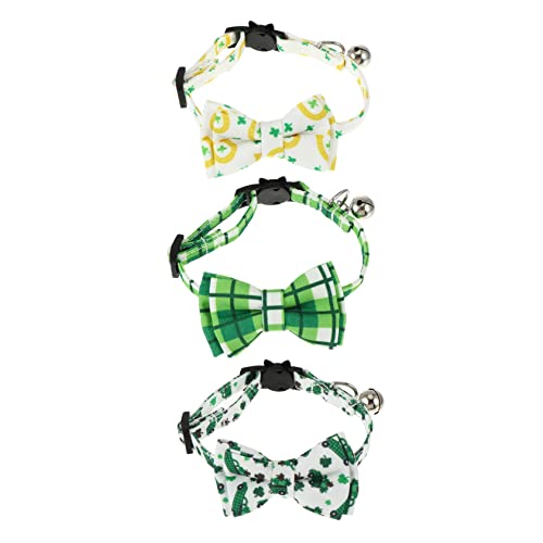 BCOATH 3-Teiliges Patrick's Day-Zubehör Entzückendes Kleeblatt Hundedekoration Mit Verstellbarem Halsband Vier Patricks Feiertagsfarbe Für Irische Hunde Schöne Katze Welpe von BCOATH