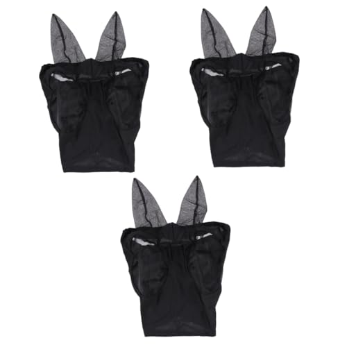 BCOATH 3St Kopfschutzmaske Pferdemaske Masken Pferdekopf-Mesh-Maske Pferdefliege Fliegende Maske Horse mask Pferdekopf Netz Pferdekopf Mesh Mückenschutzmaske Fliegenschutzmaske Black von BCOATH