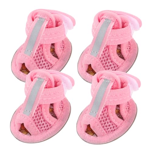 BCOATH 4er Set Atmungsaktive Hundeschuhe Aus Mesh Anti Rutsch Sandalen Für Haustiere Pink Größe 2 Ideal Für Den Sommer Geeignet Für Kleine Hunde von BCOATH