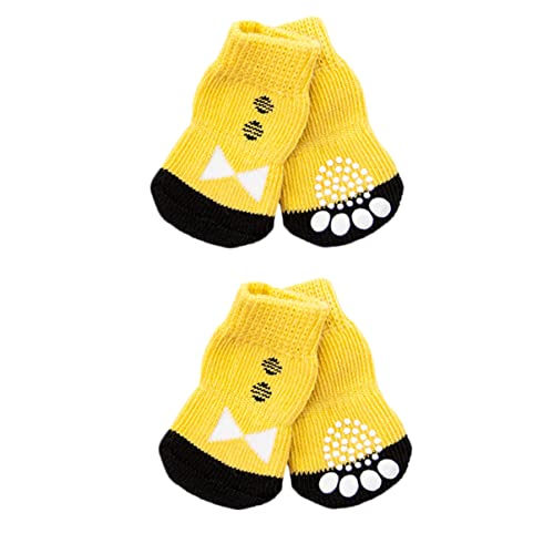 BCOATH 4 Stück Baumwollsocken Für Haustiere Haustiersocken Welpen-innensocken Hundesocken Für Drinnen Kleines Haustier Haustiersachen Pfotenschutzsocken Für Haustiere Welpenbedarf Yellow von BCOATH