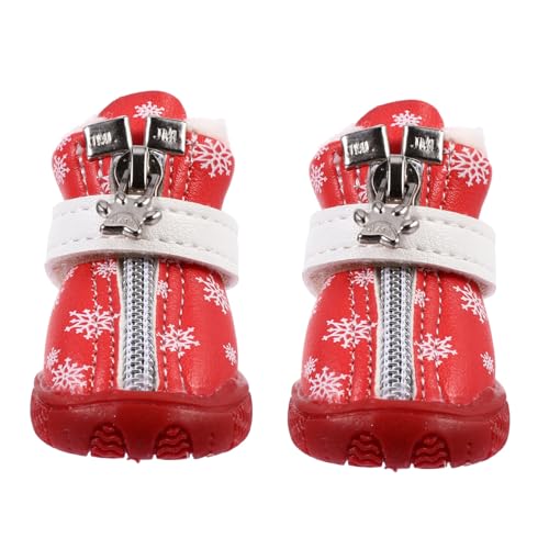 BCOATH 4 Stück Haustier Schuhe Stiefel Für Hunde Hundepfotenschutz Hundeschuhe Haustier Schneestiefel Haustier Weihnachtsschuhe Hunde Weihnachtsschuhe Weihnachts Pfotenschutz von BCOATH