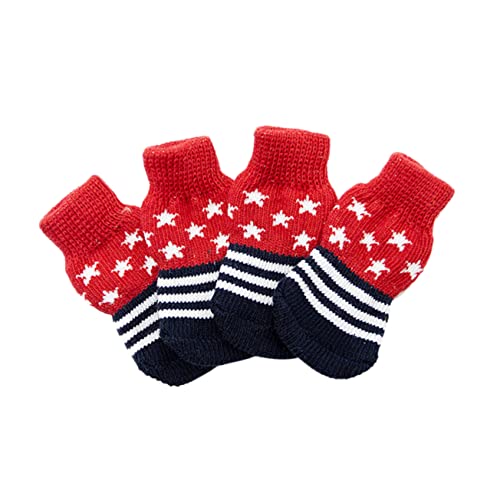 BCOATH 4 Stück Haustiersocken Hundepfotenschutz Warmer Pfotenschutz Anti-Hunde-Socke Pudelsocken Thermische Socken Winterschuhe Für Haustiere Welpensocken Warme Socken Für Haustier Rot von BCOATH