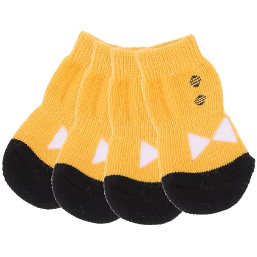 BCOATH 4 Stück Hundesocken pet Supplies hundepflege socken für Hunde hundeschuh Hundepfotenschutz Strumpffüller für Welpen sockenschuhe Baumwollsocken für Haustiere Haustiersocken Yellow von BCOATH