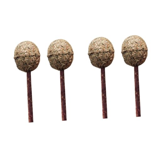 BCOATH 4 Stück Katzenminzball Katzenbälle Katzenlutscher Katzenminze Bälle Katzenminze-Sticks katzenspielzeug katzenpflege Catnip Katzenminze Lutscher Backenzähne Taktstock Bambus Brown von BCOATH