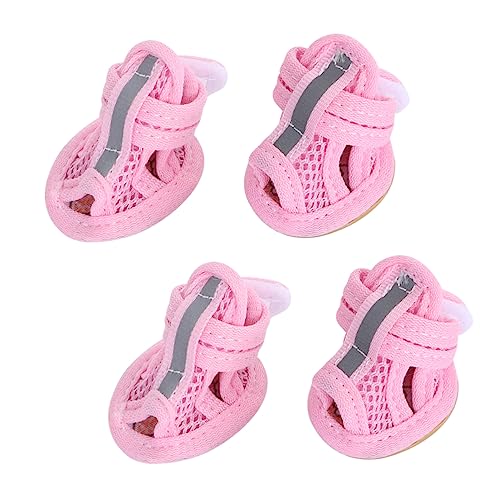 BCOATH 4 Stück Sommer Atmungsaktive Hundestiefel Aus Mesh rutschfeste Sandalen Für Haustiere Hunde Schuhwerk Rosa Größe 4 Ideal Für Outdoor Aktivitäten von BCOATH