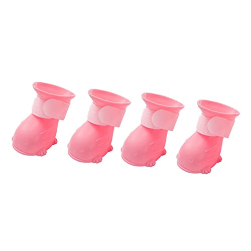 BCOATH 4 Stück wasserdichte Schuhe wasserdichte Regenstiefel für Hunde Katzenhundestiefel Hunde Schuhe hundeschuhe wasserdichte Regenschuhe Regenstiefel für Haustiere Schritt Rosa von BCOATH