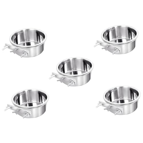 BCOATH 5St Hängender Fressnapf Hund wassernapf hängender Hundenapf edelstahlschüsseln edelstahlnapf Dog Bowls verschleißfester Kätzchennapf hängende Welpenschüssel Rostfreier Stahl Silver von BCOATH