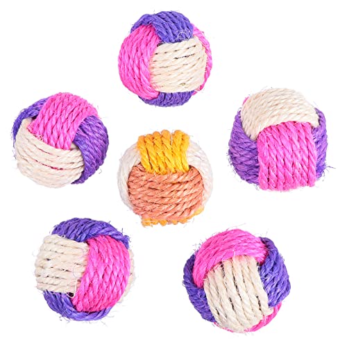 BCOATH 6st Sisal Ball Katzen Spielzeug Haustier Kauen Katzenspielzeug Katze Rollt Haustier Gewebt Sisalkugeln Sisalkratzen Katze Katzenminze Spielzeug Geflochtener Ball Dreifarbig von BCOATH