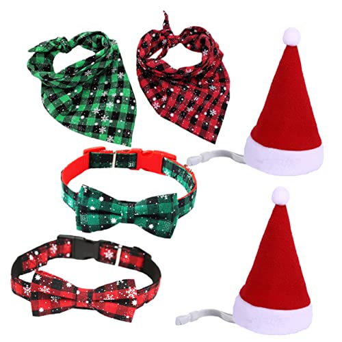 BCOATH 6 Teiliges Haustier Weihnachtsset Verstellbares Halsband Hundehalskette Schleife Haustierhalsband Schönes Halsband Für Haustiere Verstellbares Haustierhalsband Haustier von BCOATH