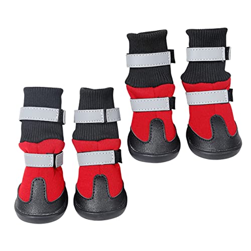 BCOATH 8 STK Schneestiefel Für Haustiere Pfotenschutz Für Haustiere Hund Sandalen Schneeschuhe Für Kleine Hunde Arbeitsstiefel Für Welpen Rot Haustier Hund Reflektierende Bänder Winter von BCOATH