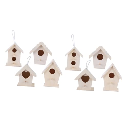 BCOATH 8 STK Vogelnest Aus Holz Bemalte Vogelhäuser Natürliches Vogelhaus Bemalbares Vogelnest Vogelhaus-Ornament Vogelhausdekoration Vogelhaus Selber Machen Vogelhaus Dekoration Hölzern von BCOATH