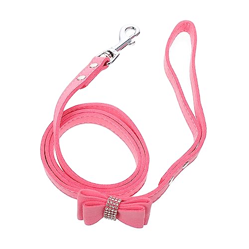 BCOATH Diamanthalsband für Haustiere Haustier-Traktionsseil Trainingsleine Welpe Haustierbedarf pet Supplies seilspanner Laufleine für Katzen Seil zum schleppen von Hunden Mikrofaser Rosa von BCOATH