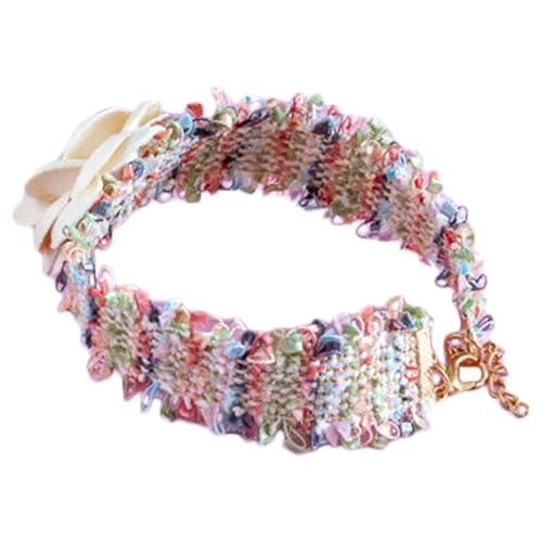 BCOATH Für Und Hunde Mit Dekorativer Strickblume Verstellbares Haustierhalsband Bunten Farben Ideal Für Outdoor Aktivitäten + Verstellbar von BCOATH