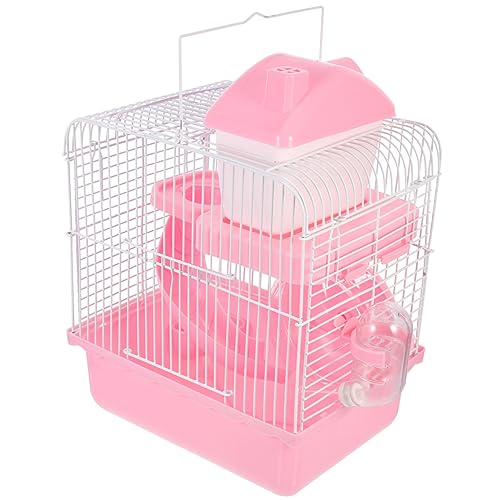 BCOATH Hamsterkäfig Hamster käfig Hamster cage Hamsterversteck nagerhaus Hamsterburg Doppelschichtiger Rattenkäfig Hamsterhaus Spielzeug Chinchillakäfig haustiervilla Eisen Rosa von BCOATH