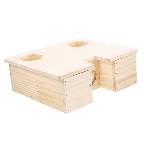 BCOATH Hamsterkäfig Holzhaus Hamster Versteck Meerschweinchen Spielset Hamsterhaus mit Labyrinth Hamsterhaus mit Mehreren Kammern Spielzeug Verstecke aus Hamsterholz Hamsterplattform von BCOATH