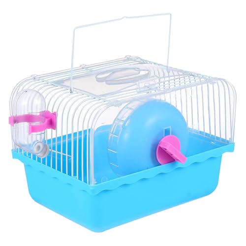 BCOATH Hamsterkäfig Tragbar Transparenter Hamsterträger Haustierhaus Für Kleine Tiere Ideal Für Chinchillas Inkl Zubehör Für Kleintiere Blauer Transportkäfig von BCOATH