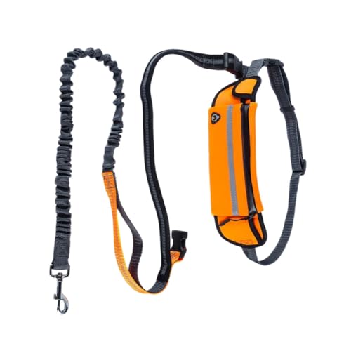 BCOATH Hundeleine Für Sport Und Freizeit Verstellbare Bauchtasche Für Snacks Und Zubehör Ideal Zum Laufen Wandern Und Trainieren Mit Hunden Elastische Freihandleine Orange von BCOATH