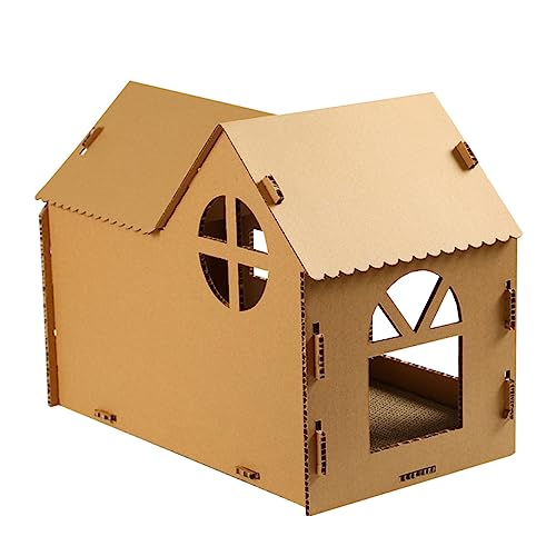 BCOATH Katzenhaus Kätzchenspielzeug Katze spielt Kätzchen Katzenheim katzenhöhle katzenmöbel gewellter Kratzbaum für Haustierkätzchen Katzenkratzer Karton Wellpapier Light Brown von BCOATH