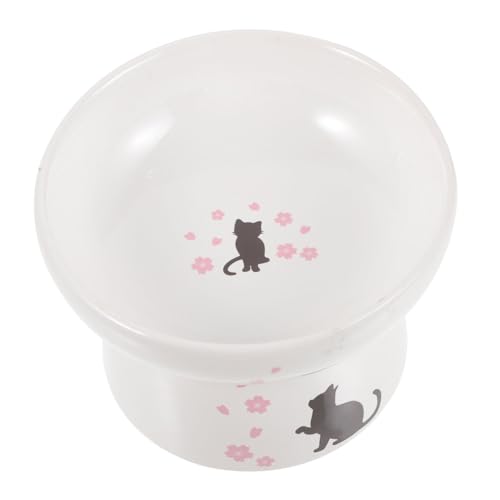 BCOATH Katzennapf katzenfutter katzennäpfe Keramik Elevated cat Bowl Keramik Katzenwasserschale Haustiernapf Nackenschutz Futternapf für Haustiere Katzenschüssel aus Keramik Weiß von BCOATH