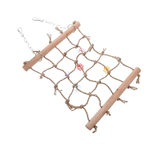 BCOATH Kletternetz Für Papageien Wandspielzeug Für Vögel Kauspielzeug Kletterspielzeug Für Vögel Spielzeug Für Vögel Und Papageien Vogel-kletternetz Schaukel Haustier Massivholz Seil von BCOATH