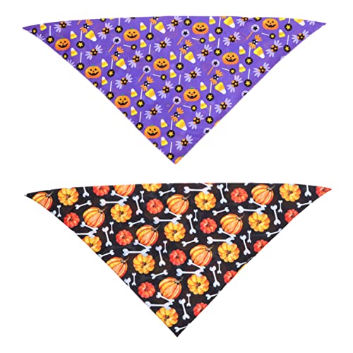 BCOATH Kürbis 2st Halloween-Haustier-dreiecksschal Haustier-Halloween-Bandanas Haustier Schal Taschentücher Kürbis-hundebandana Kätzchen-Bandana-schal Die Katze Halsband Polyestertuch von BCOATH