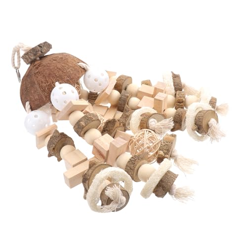 BCOATH Papagei Spielzeug holzspielzeug holzspielsachen Beißspielzeug Lustig Spielzeug für Haustiere Vogel hängendes Spielzeug Papageien-Hängespielzeug Papageienbissspielzeug hölzern Beige von BCOATH