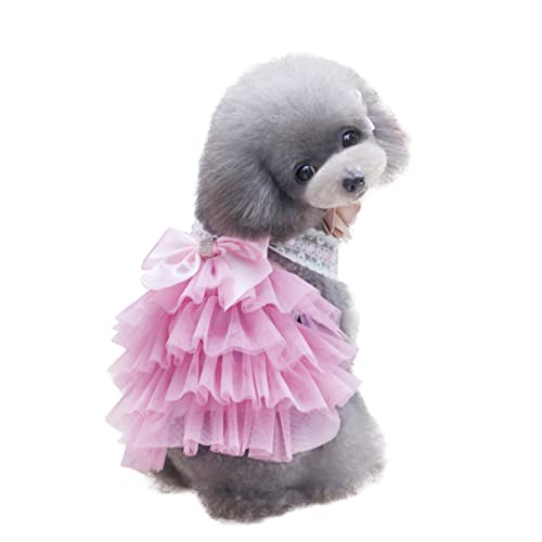 BCOATH Rock Hund tutu Tutu-Kleid für Haustiere Welpe Haustier Hund Kleid Haustierkleid gestreift Jeanskleid für kleine Hunde kleid für Hund Hundekleid Kleid mit Bowknot für Haustiere Rosa von BCOATH