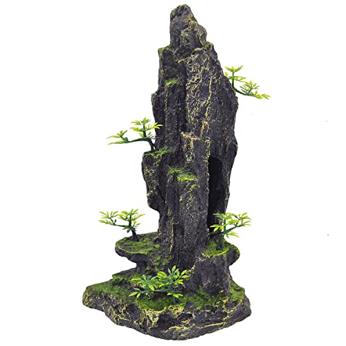 BCSIUHD Aquarium Ornament – Bergblick Stein Baum Felsen Höhle Große Aquarium Dekoration von BCSIUHD