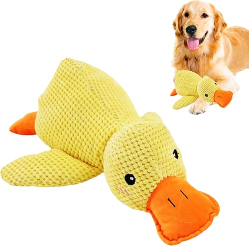 BDBFPAN Hundespielzeug Ente, 25×22cm Ente Hundespielzeug und Pfotenstern Ente Gelb Anti Stress Ente Hund Langlebig Anti Stress Ente Für Hunde für Hund Hunde, Niedliches Quietschspielzeug Hund von BDBFPAN