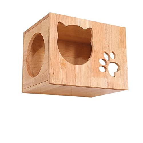 Katzenbäume, handgefertigt, an der Wand befestigt, Klettergerüst für Katzen, solide Wand, Sprungplattform, Kletterleiter, Katzennest (Größe: Katzenbox) von BDDCYWY