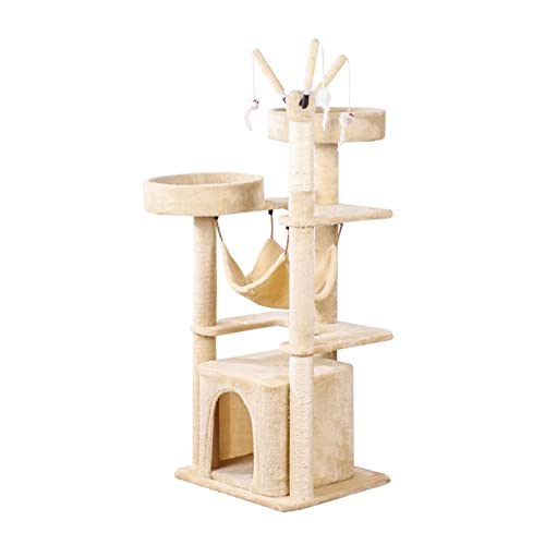 Katzenkletterbaum Beige Katzenklettergerüst Mehrschichtiges Katzenkratzbrett Katzenkratzbaum Katzennest Sprungplattform Katzenspielzeugzubehör Katzenbaum Vision von BDDCYWY