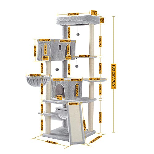 Katzenkletterbaum Haustier-Katzenbaum, mehrstöckiges Katzenhaus, großer Bass, Haltegriff und Hängematte, Katzenklettergerüst, Katzenhausmöbel zum Spielen und Ausruhen für Kätzchen und große Katzen von BDDCYWY