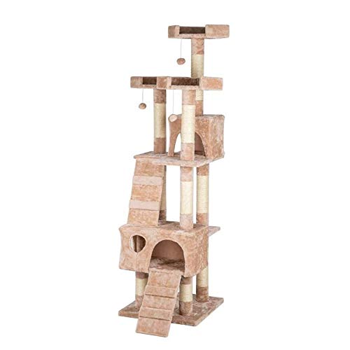 Kratzbäume 66 Zoll Sisal Katzenklettergerüst Katzenbaum Katzenspielzeug Beige Katzenbaum Katzenklettergerüst Bindeseil für Katze Schärfen Sie Krallen, Pfosten Haustierspielhaus von BDDCYWY