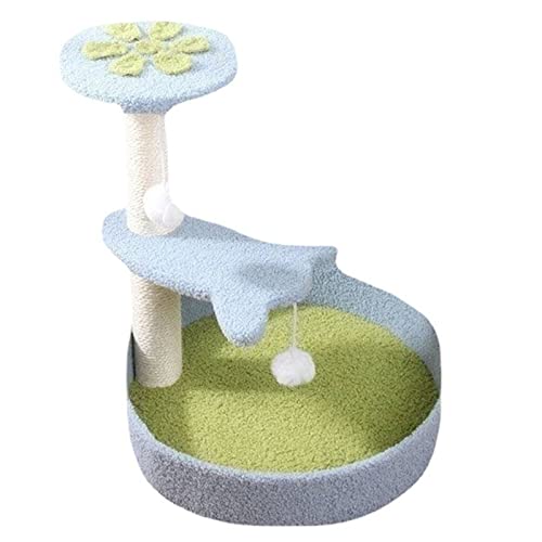 Kratzbäume Katzenkratzer mit Bett Haustier Katze Kletterbaum Kleine Katze Kratzbrett Säule Schüttelspielzeug Big Cat Tower Sisal Klettergerüst (Größe: Blau) von BDDCYWY