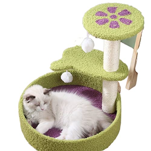 Kratzbäume Katzenkratzer mit Bett Haustier Katze Kletterbaum Kleine Katze Kratzbrett Säule Schüttelspielzeug Big Cat Tower Sisal Klettergerüst (Größe: Blau) von BDDCYWY