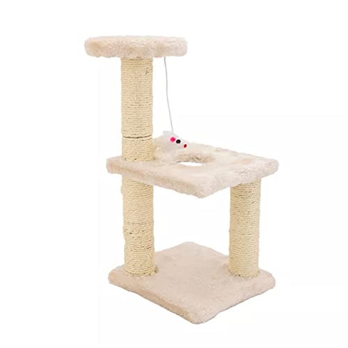 Kratzbäume Spielzeug Katze Kätzchen Kletterturm Mehrschichtiges Sisal Katzenkratzpulver Katzensprungspielzeug Katzenklettergerüst Haustierprodukt (Größe: Quadratisch beige) von BDDCYWY