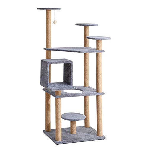 Kratzbaum Condo Mehrschichtiges Katzenklettergerüst Katzenspielplatz Natürliches Hanfseil Katze Kratzfester Kratzbaum g von BDDCYWY