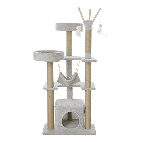 Sisal-Klettergerüst für den Innenbereich, Katzenbaum, Katzenturm, Regal mit integriertem Nest, große, mehrschichtige Klettersäule für Kätzchen, Sprungzubehör von BDDCYWY