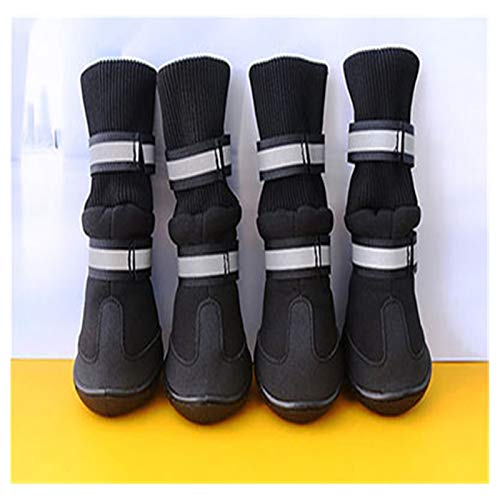 Hundeschuhe 4 Teile/Satz wasserdichte rutschfeste Hund Schuhe für große Hunde Winter Schuh für Hund Schuhe Hund Pfote beschützer warme Hund Stiefel schwarz (Color : Black, Size : M) von BDXMKS