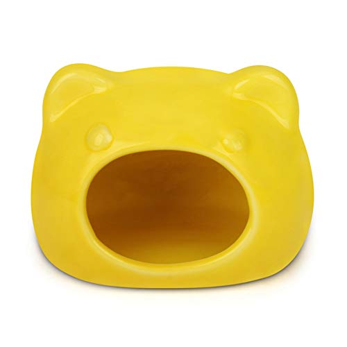 Katzennapf aus Keramik Nette kleines Haustier Hund Katze Kaninchen Meerschweinchen Hamster Feeder Bowl-Keramik-Material Pet Food Drink Water Bowl Haustier-Bett-Haus Anti-Rutsch (Color : Yellow, Size von BDXMKS