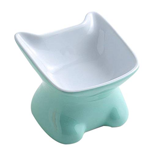 Katzennapf aus Keramik Pet Keramiknapf Nette Karikatur-Feeder for kleinen Hund und Katze Füttern und Wasser Trinken Pet Supplies (Color : Green) von BDXMKS