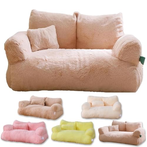 Calming Pet Sofa,Calming Dog Bed Fluffy Plush pet Sofa, Dog Bed for Small Medium Large Dogs, Memory Foam with Removable Washable Cover (Beige, M) von BEABAG