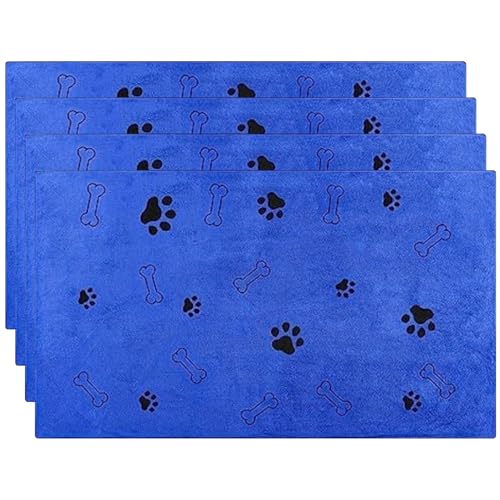 4pcs Hundetuch, Hundetuch, 24x40 Hundebadetuch weich ＆ Super saugfähiges Mikrofasel -Handtuch süßes Knochen und Pfotendruckhundtuch Handtuch Schnell trocknend Haustiertuch für kleine mittelgroßen gro von BEAHING