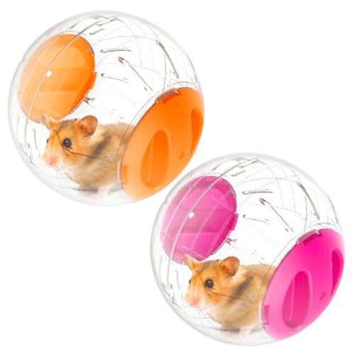 BEAHING 2pcs Hamster Ball 12 cm transparent Plastik Hamster Übungskugel für Kleintiere, um Langeweile zu lindern und die Aktivität orange Hamster Übungskugel zu erhöhen von BEAHING