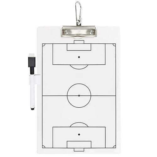 BEAHING Fußballtrainer Zwischenablage 14 x 9 doppelseitiger Fußball Trockener Erase Coaching Board Proteable Soccer Whiteboard für Coaches Soccer Coaching Board mit Marker, Stifthalter & Hook von BEAHING