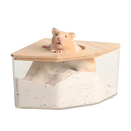 BEAHING Hamster Sandbadbehälter 5.91X5.91X3.15 Zoll Hamster Toilettenbox kleines Tier Badezimmer für syrische Rennmäuse Zwerg Meerschweinchen Ratten Mäuse, Hamster Sandbad von BEAHING