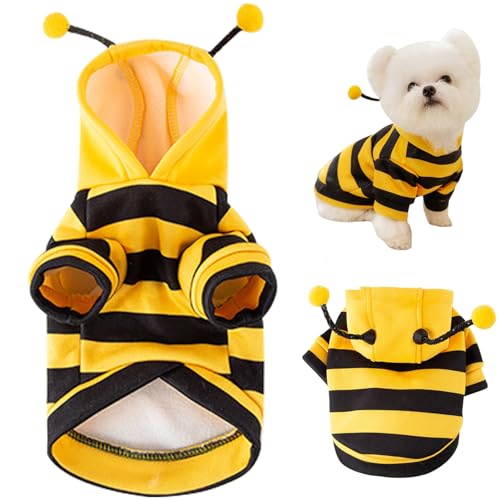 BEAHING Hundebienenkostüm -Outfit, niedliche Hundehöfen Outfits Lustiger Hund mit Kapuzenmantel warme Winter -Cosplay -Kleidung für kleine mittelgroße Haustiere, XL von BEAHING