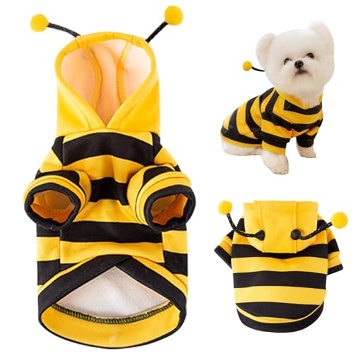 BEAHING Hundebienenkostüm -Outfit, süße Hundetugenschulies Outfits Lustig Hunde Kapuzenmantel warme Winter -Cosplay -Kleidung für kleine mittelgroße Haustiere, m von BEAHING