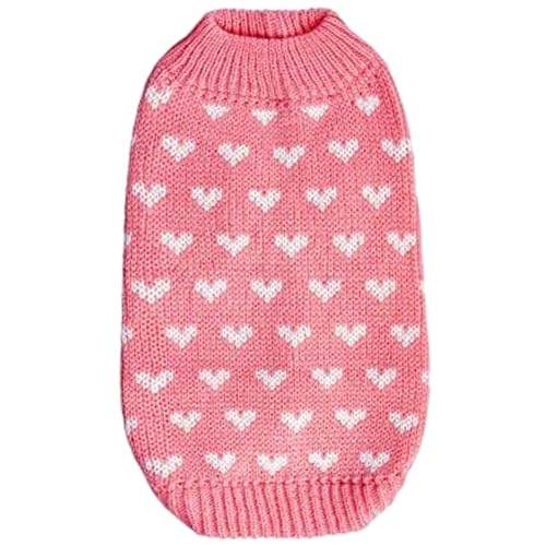 BEAHING Hundesoutfit, Hundeblätter, gestrickter Warmer weicher Welpepullover, süßes Herzmuster -Hund -Outfit, elastische Hundekleidung für kleine Hunde Katzen Winter, Katzenpullover, s von BEAHING